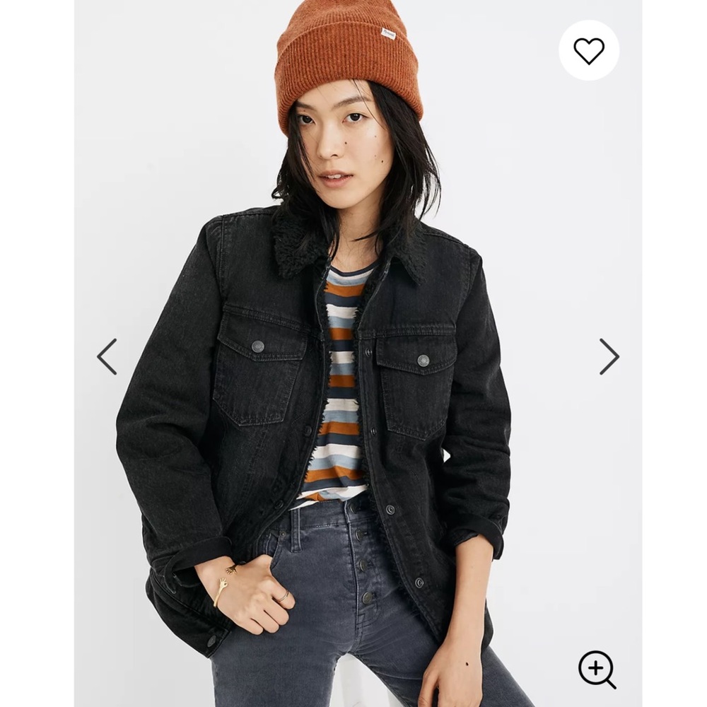 Like New Madewell Sherpa lined denim black jack…